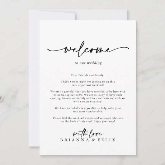 Modern Elegant Wedding Welcome Letter (Voorkant)
