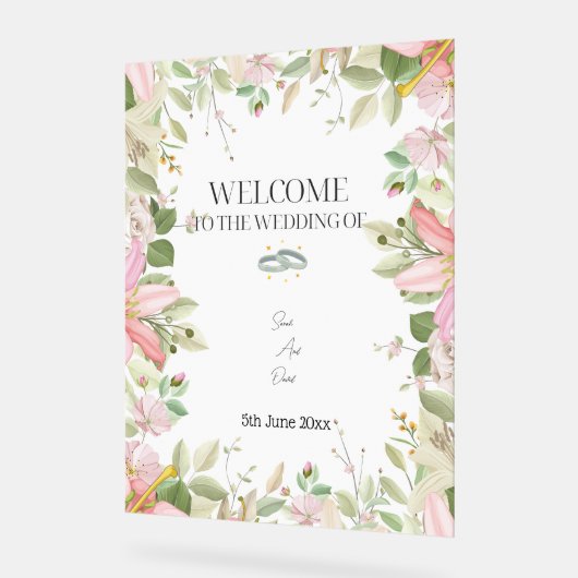 Modern Elegant Wedding Welkom Acryl Bord (Hoek)