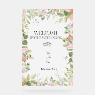 Modern Elegant Wedding Welkom Acryl Bord