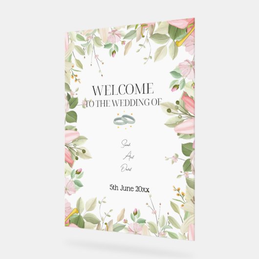 Modern Elegant Wedding Welkom Acryl Bord (Hoek)