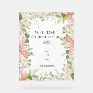 Modern Elegant Wedding Welkom Acryl Bord