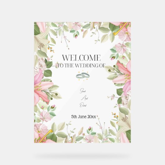 Modern Elegant Wedding Welkom Acryl Bord (Voorkant)