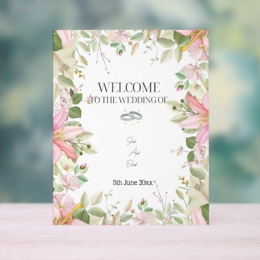 Modern Elegant Wedding Welkom Acryl Bord (Neutraal)