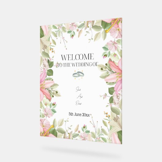 Modern Elegant Wedding Welkom Acryl Bord (Hoek)