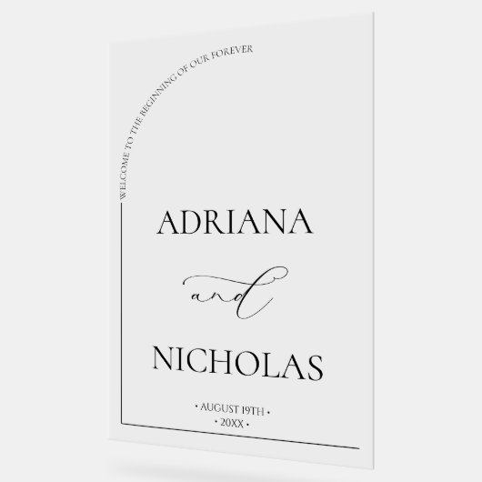 Modern Elegant Wedding Welkom Acryl Bord (Hoek)