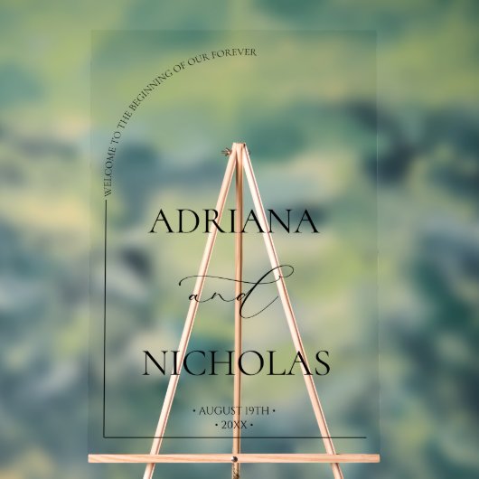 Modern Elegant Wedding Welkom Acryl Bord (Neutraal)