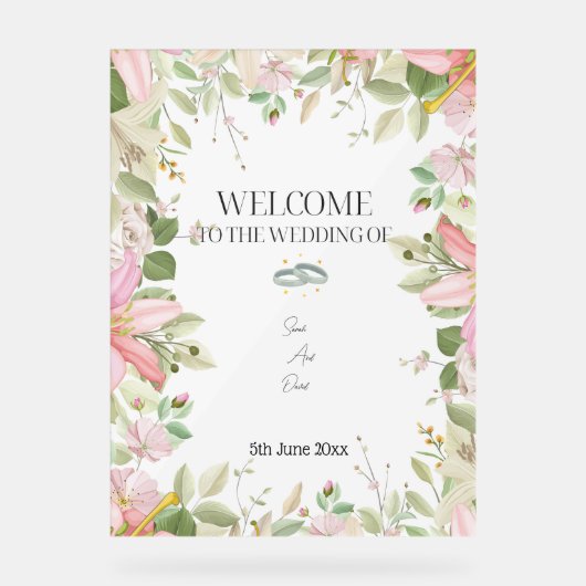 Modern Elegant Wedding Welkom Acryl Bord (Voorkant)