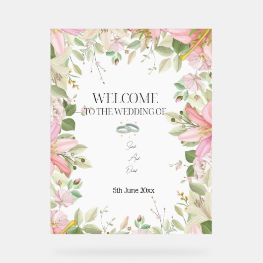 Modern Elegant Wedding Welkom Acryl Bord (Voorkant)