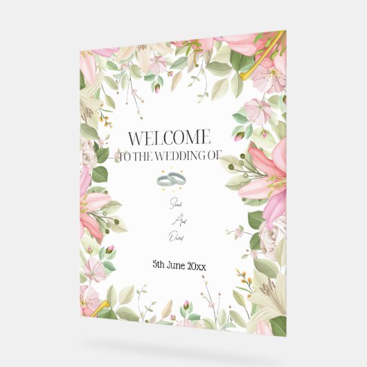 Modern Elegant Wedding Welkom Acryl Bord (Hoek)