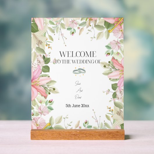 Modern Elegant Wedding Welkom Acryl Bord (Neutraal)