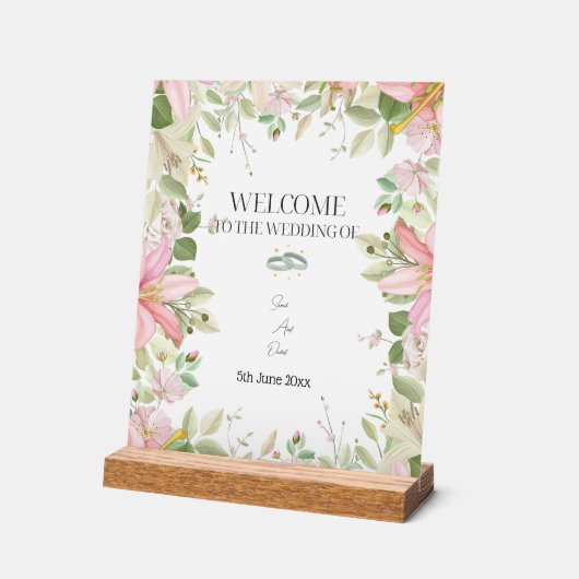 Modern Elegant Wedding Welkom Acryl Bord (Hoek)