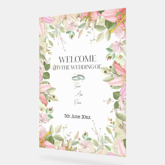 Modern Elegant Wedding Welkom Acryl Bord (Hoek)