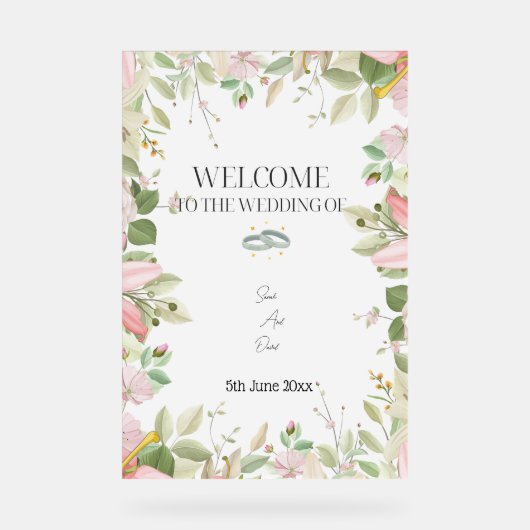 Modern Elegant Wedding Welkom Acryl Bord (Voorkant)