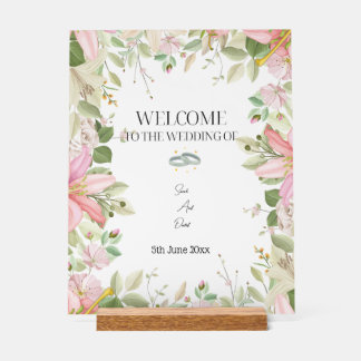 Modern Elegant Wedding Welkom Acryl Bord