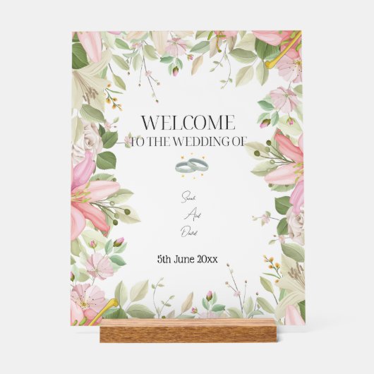 Modern Elegant Wedding Welkom Acryl Bord (Voorkant)