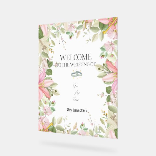 Modern Elegant Wedding Welkom Acryl Bord (Hoek)