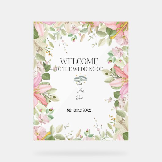 Modern Elegant Wedding Welkom Acryl Bord (Voorkant)