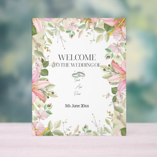 Modern Elegant Wedding Welkom Acryl Bord (Neutraal)