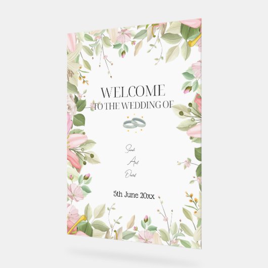 Modern Elegant Wedding Welkom Acryl Bord (Hoek)