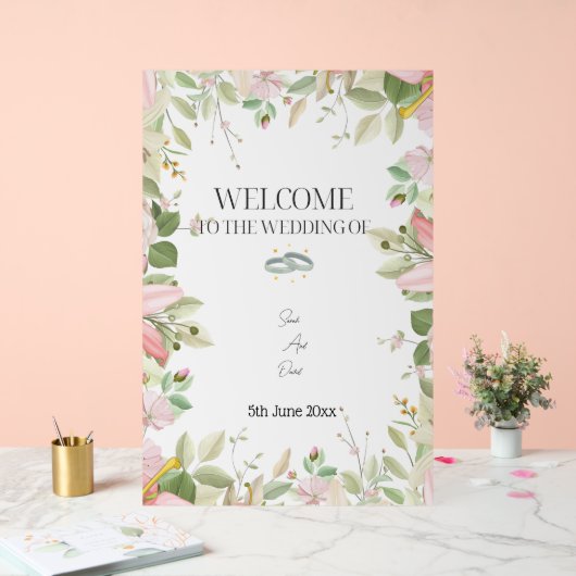 Modern Elegant Wedding Welkom Acryl Bord (Huwelijk)