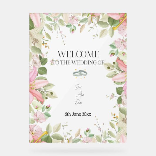 Modern Elegant Wedding Welkom Acryl Bord (Voorkant)