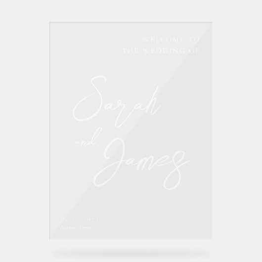 Modern Elegant Wedding Welkom Acryl Bord (Voorkant)