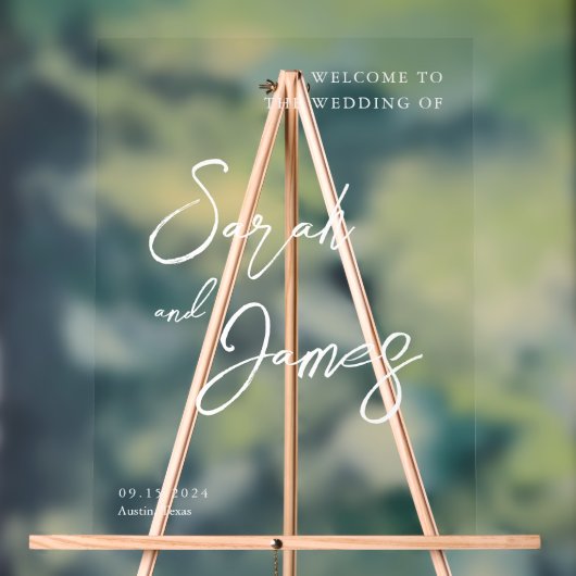Modern Elegant Wedding Welkom Acryl Bord (Neutraal)