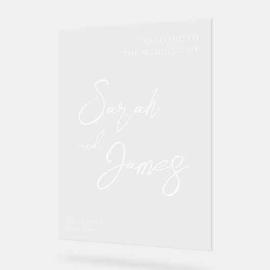 Modern Elegant Wedding Welkom Acryl Bord (Hoek)