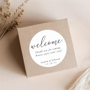 Modern Elegant Wedding Welkom Ronde Sticker