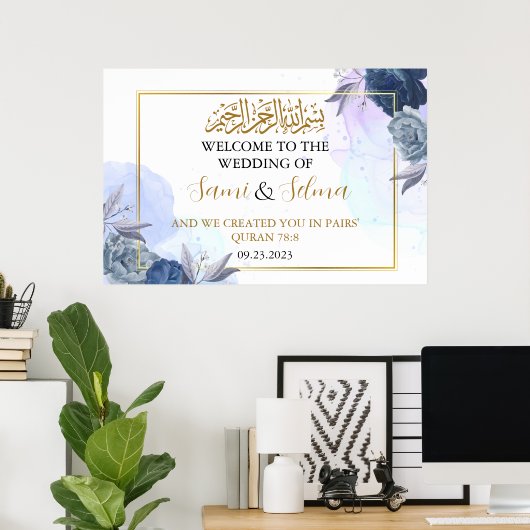 Modern Elegant Welkom Moslim Bruiloft Poster (Thuiskantoor)