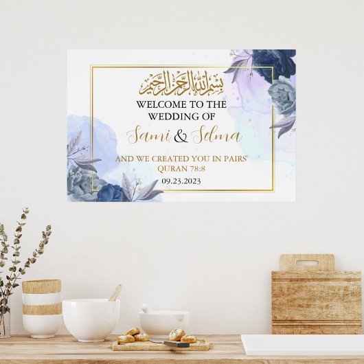 Modern Elegant Welkom Moslim Bruiloft Poster (Keuken)