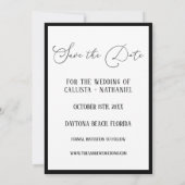 Modern Elegant White Black Four Photo Wedding Save The Date (Achterkant)