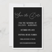Modern Elegant White Black Four Photo Wedding Save The Date (Achterkant)
