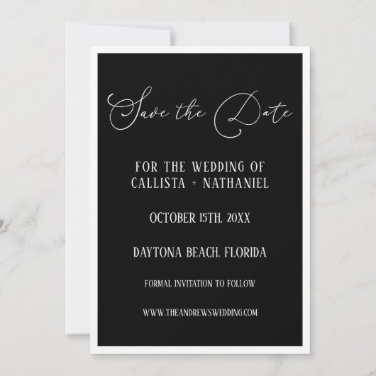 Modern Elegant White Black Four Photo Wedding Save The Date (Achterkant)