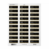 Modern Elegant White Black Gold Monogram Initiaal Etiket (Full Sheet)