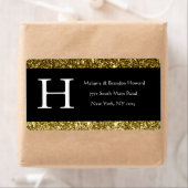 Modern Elegant White Black Gold Monogram Initiaal Etiket (Insitu)