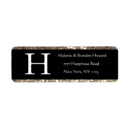 Modern Elegant White Black Gold Monogram Initiaal Etiket