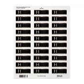 Modern Elegant White Black Gold Monogram Initiaal Etiket (Full Sheet)