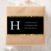 Modern Elegant White Black Gold Monogram Initiaal Etiket (Insitu)