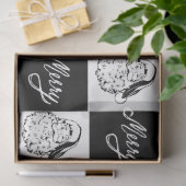Modern Elegant White Black Santa Merry kerst Tissuepapier (Geschenk)