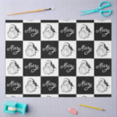 Modern Elegant White Black Santa Merry kerst Tissuepapier (Craft)