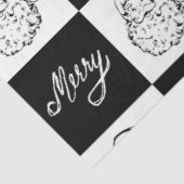 Modern Elegant White Black Santa Merry kerst Tissuepapier (Detail)