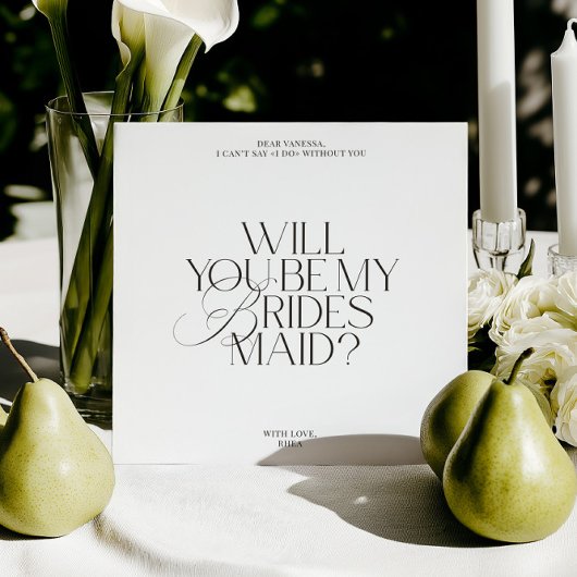 Modern Elegant White Bridesmaid Proposal Card Kaart