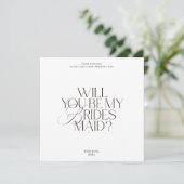 Modern Elegant White Bridesmaid Proposal Card Kaart (Staand voorkant)