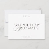 Modern Elegant White Bridesmaid Proposal Card Kaart (Voorkant)