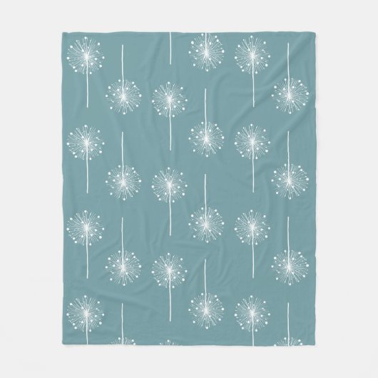 Modern Elegant White Dandelions Fleece Deken (Voorkant)