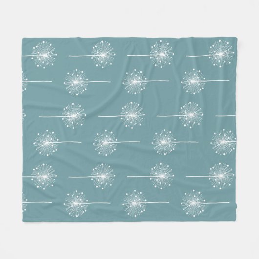 Modern Elegant White Dandelions Fleece Deken (Voorkant (Horizontaal))