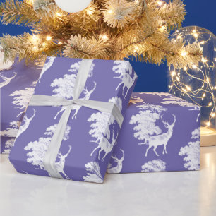 Modern Elegant White Deer Woodland Periwinkle Cadeaupapier