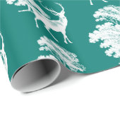 Modern Elegant White Deer Woodland Pine Green Cadeaupapier (Rol Hoek)