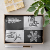 Modern Elegant White en Black Festive Kerstmis Tissuepapier (Geschenk)